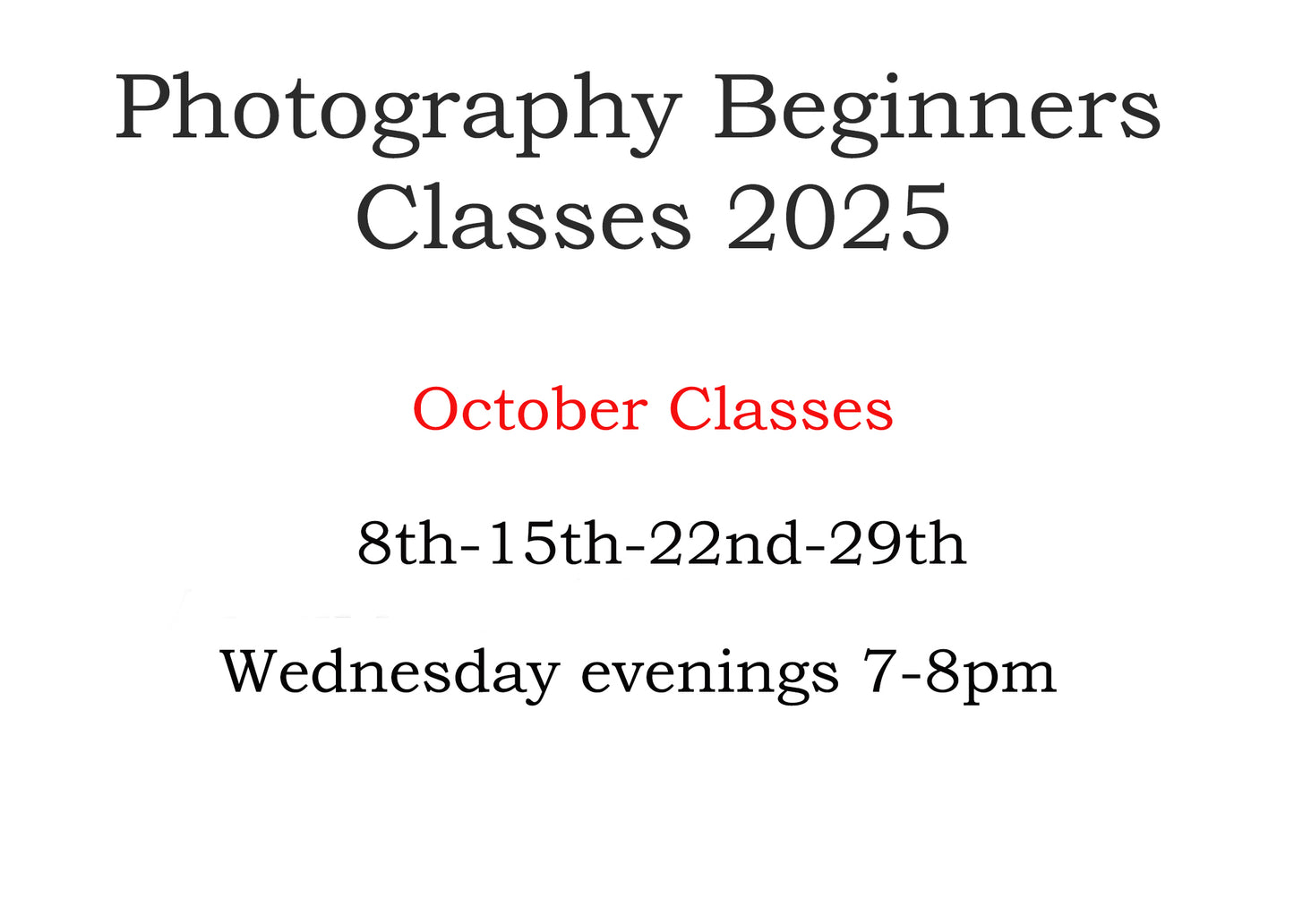 Beginners Classes 2025